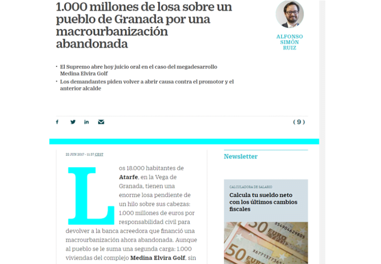 1.000 millones de losa sobre un pueblo de Granada por macrourbanización abandonada – Julio 2017