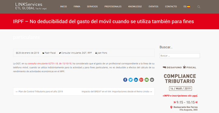 IRPF – No deducibilidad del gasto del móvil cuando se utiliza también para fines particulares